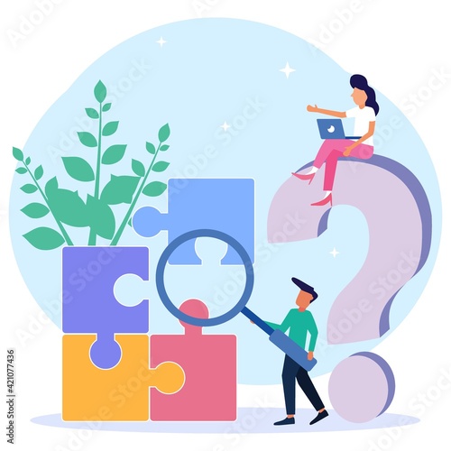 Illustration vector graphic cartoon character of problem solving