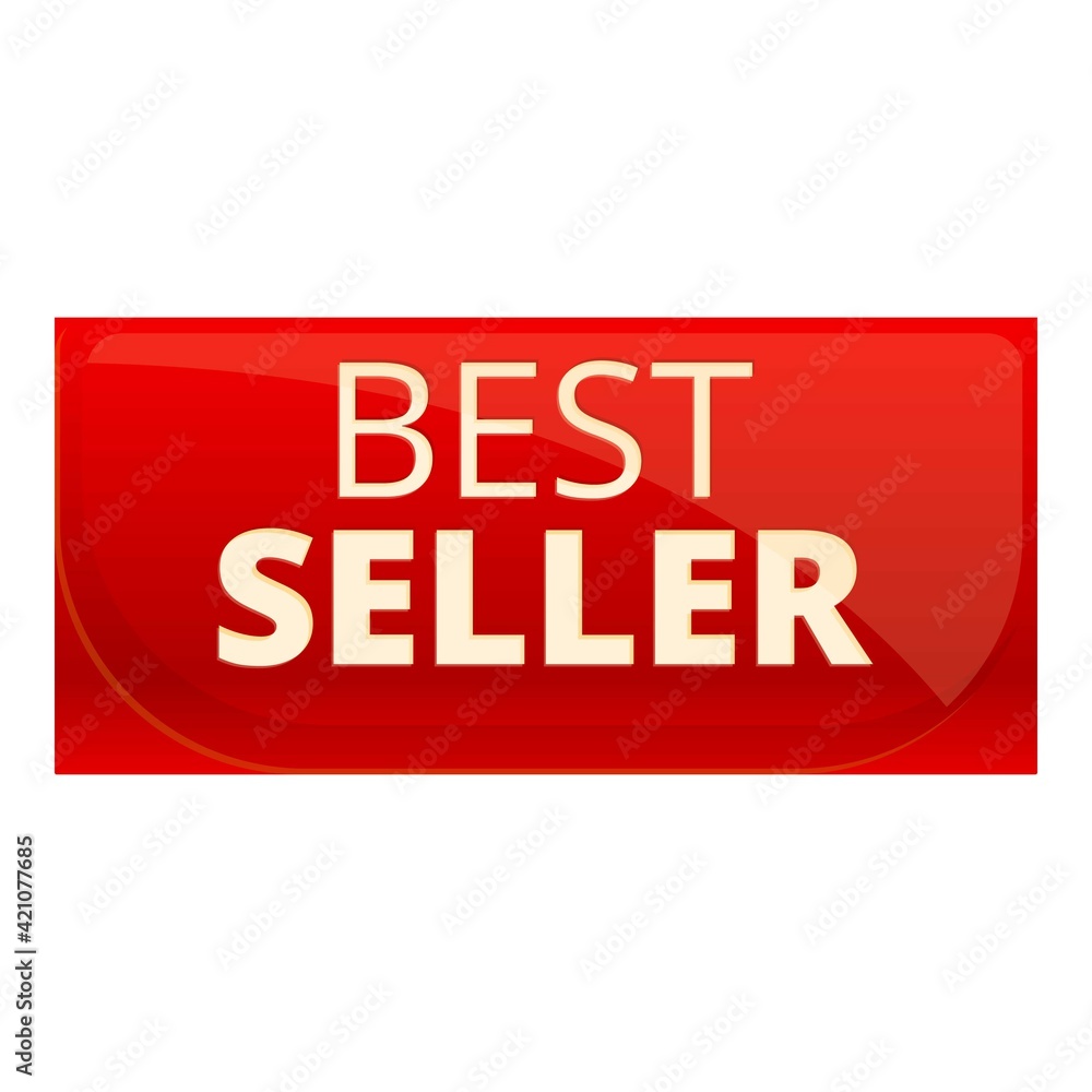 Best seller red banner icon. Cartoon of Best seller red banner vector icon for web design isolated on white background Best seller red banner icon. Cartoon of Best seller red banner vector icon for web design isolated on white background