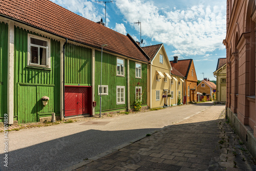 Street view from the idyllic small town of Arboga in Sweden photo