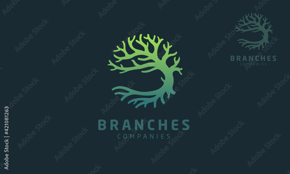 Green Tree vector logo this beautiful tree is a symbol of life, beauty, growth, strength, and good health.