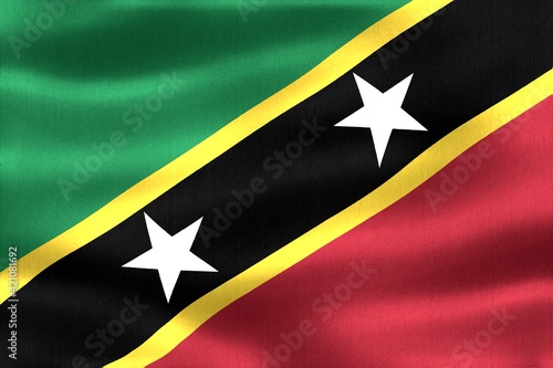 3D-Illustration of a Saint Kitts and Nevisflag - realistic waving fabric flag photo