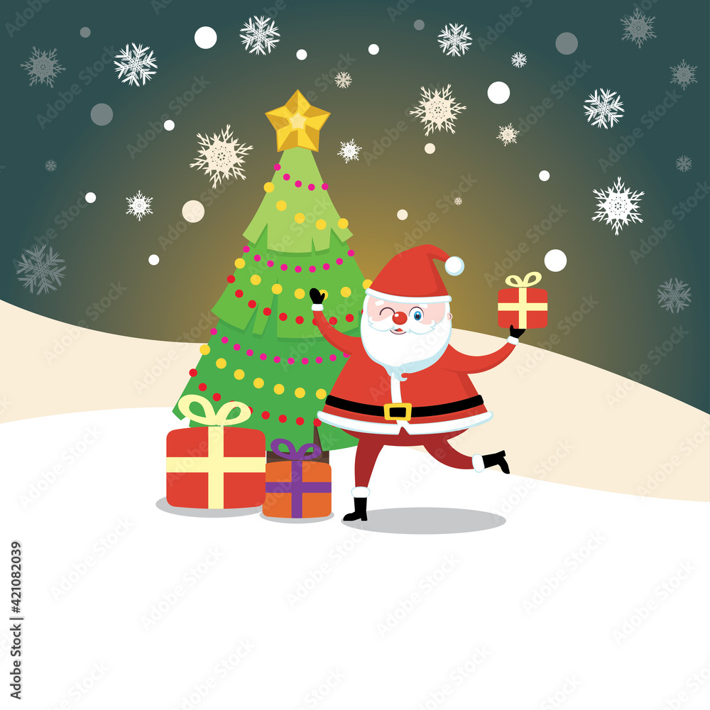 Christmas tree and Santa