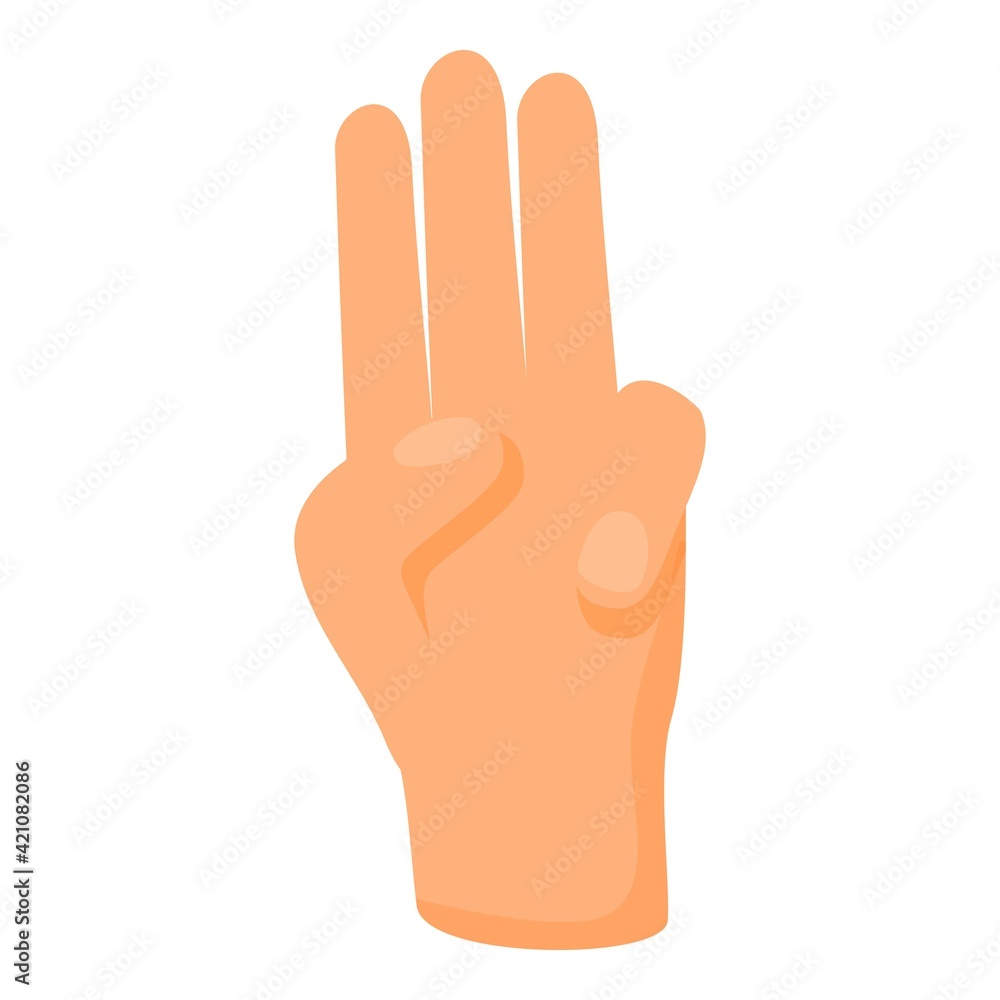 Three finger hand gesture icon. Cartoon of Three finger hand gesture vector icon for web design isolated on white background Three finger hand gesture icon. Cartoon of Three finger hand gesture vector icon for web design isolated on white background