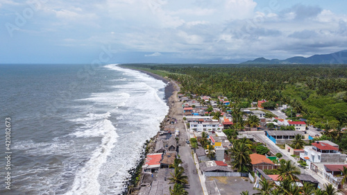 Vista aerea de playa en Colima Mexico photo