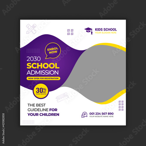 School admission social media post and school education promotion banner