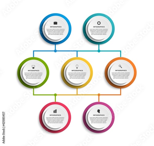 Infographic design organization chart template.