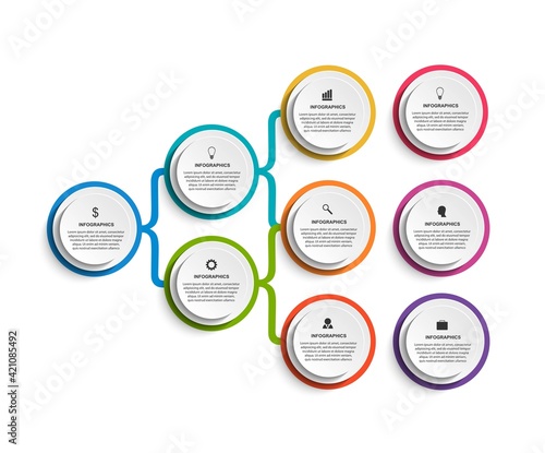Infographic design organization chart template for business presentations, information banner, timeline or web design.