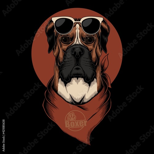 Boxer dog bandana vector illustration