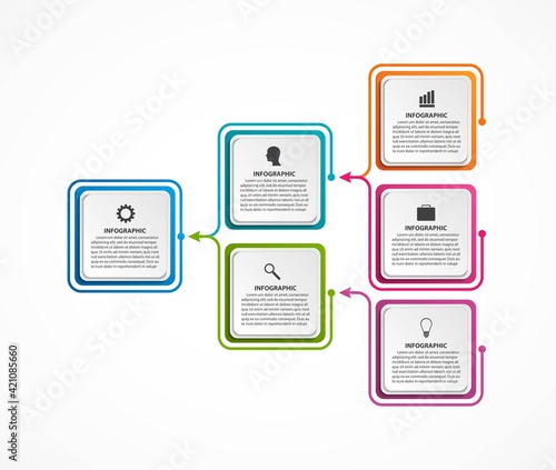 Infographic design organization chart template for business presentations, information banner, timeline or web design.