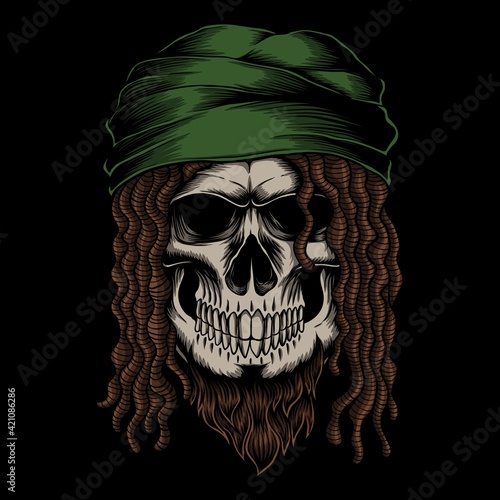 Skull dreadlocks vector illustration