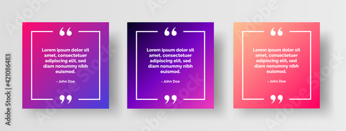 Set of Social Media Post Template for Quotes. Quote Text Social Post or Square Banner Editable Vector. Quotation Typography on Modern Gradient Background with Border