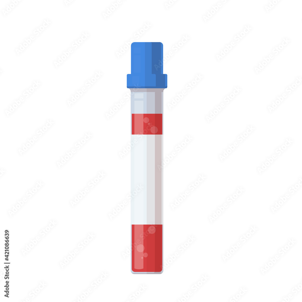 Test tube filled with blood. Vector illustration Test tube filled with blood. Vector illustration