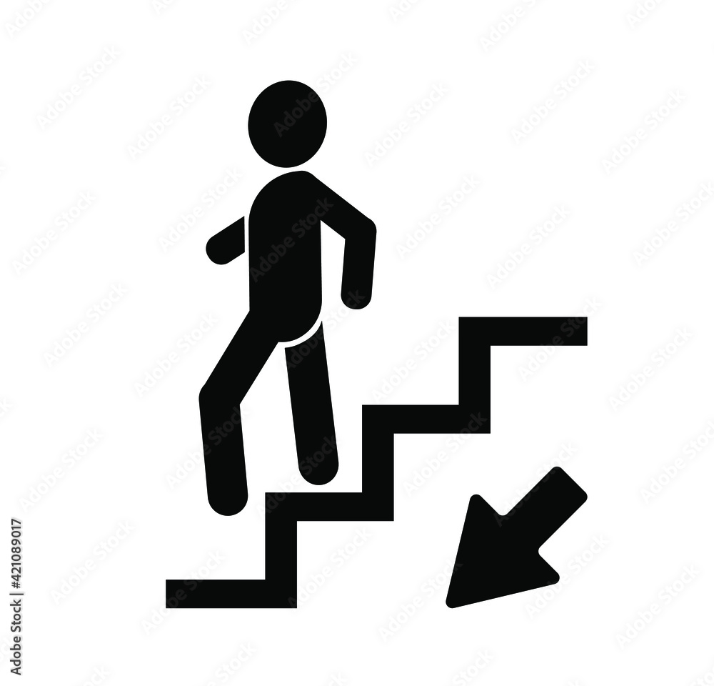 down stairs icon on white background down stairs icon on white background