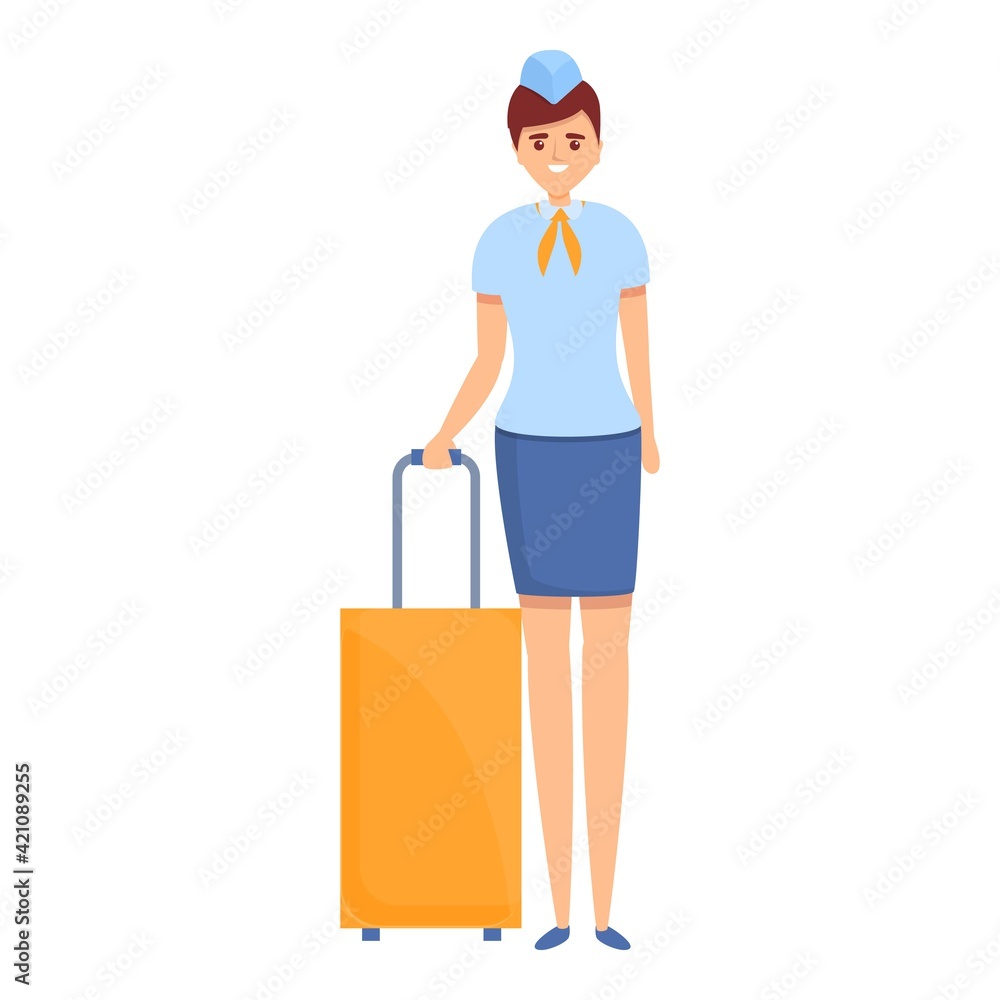 Stewardess travel bag icon. Cartoon of Stewardess travel bag vector icon for web design isolated on white background