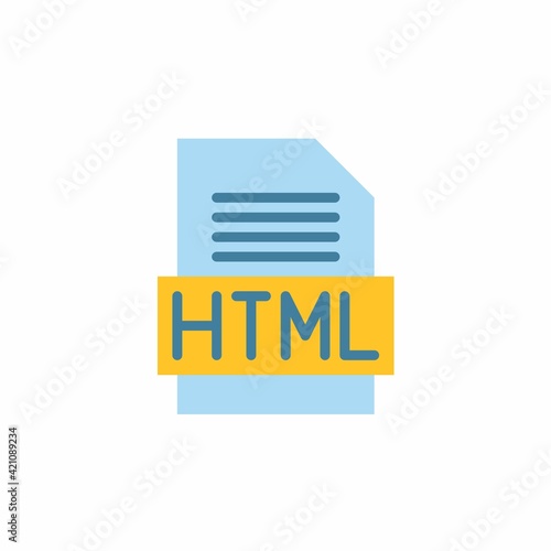 HTML file icon in flat style. Flat icon vector