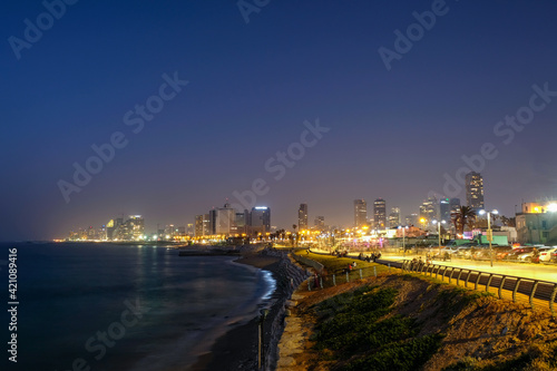 Tel Aviv Jaffa Seaside at night.