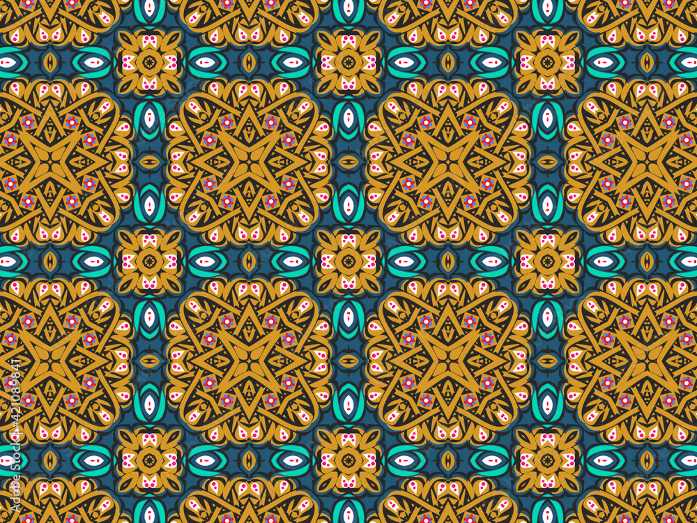 Geometric Seamless Ornament Abstract Pattern Gold Yellow, Green, Black, and Blue, For print and Background. Geometric Tiles Digital Paper. Geometric Seamless Ornament Abstract Pattern Gold Yellow, Green, Black, and Blue, For print and Background. Geometric Tiles Digital Paper.
