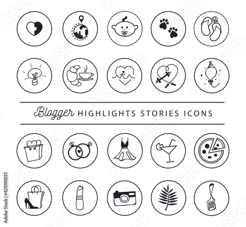 Social networks stories icons. Highlights icon set for blog, website, stickers etc. Vector illustration.