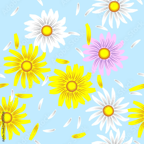seamless pattern with yellow flowers