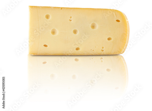 piece of cheese isolated reflections shadow 