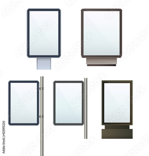 Billboard city Banner Stand on isolated clean background. Design template blank big board city display template for designers. Vector illustration EPS 10. Advertising promotional presentation