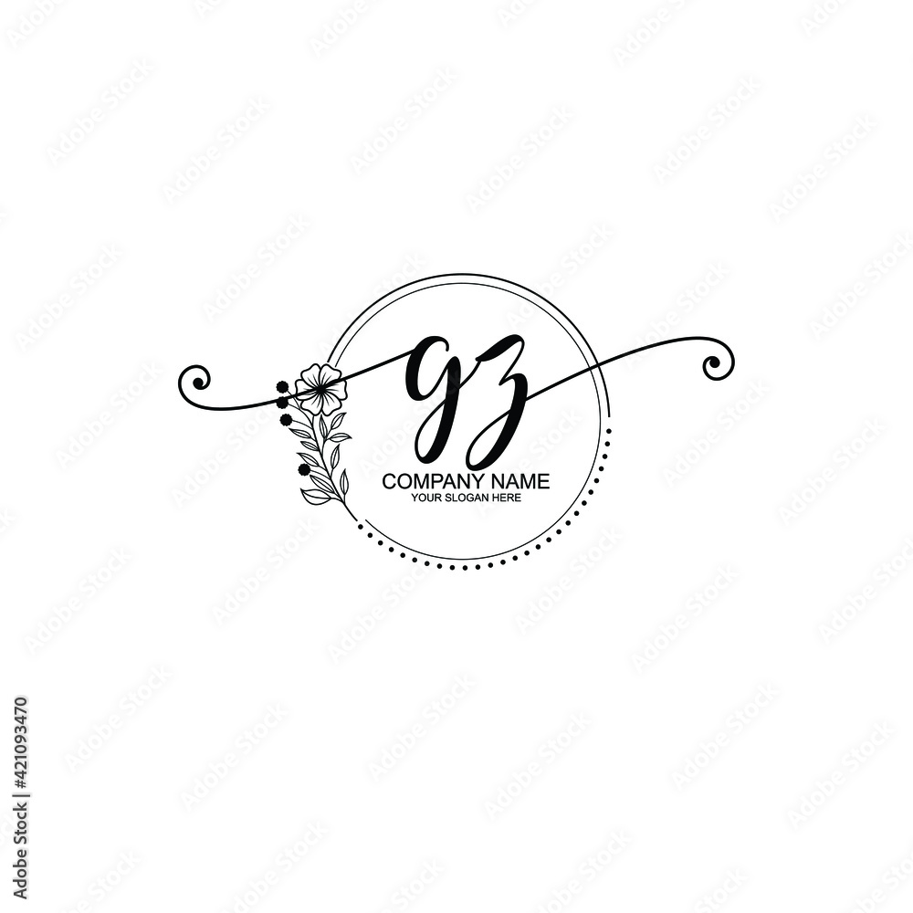 GZ beautiful Initial handwriting logo template GZ beautiful Initial handwriting logo template