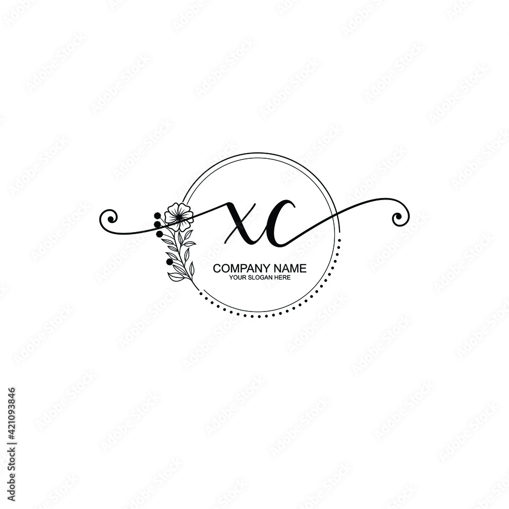 XC beautiful Initial handwriting logo template XC beautiful Initial handwriting logo template