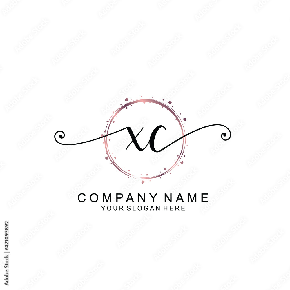XC beautiful Initial handwriting logo template XC beautiful Initial handwriting logo template