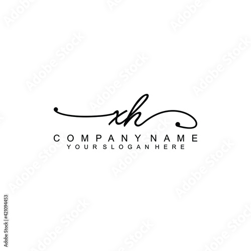 XH beautiful Initial handwriting logo template