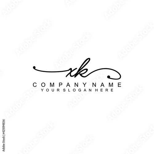 XK beautiful Initial handwriting logo template