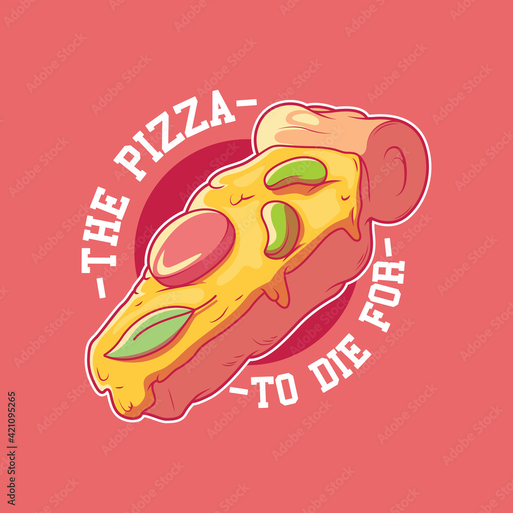 Pizza Coffin badge vector illustration. Fast food, brand, funny design concept. Pizza Coffin badge vector illustration. Fast food, brand, funny design concept.