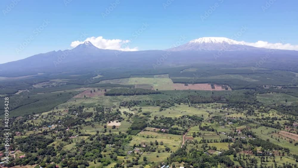Drone view of mount kilimanjaro in Africa kenya. oloitokiotk kenya city scape. Drone view of mount kilimanjaro in Africa kenya. oloitokiotk kenya city scape.