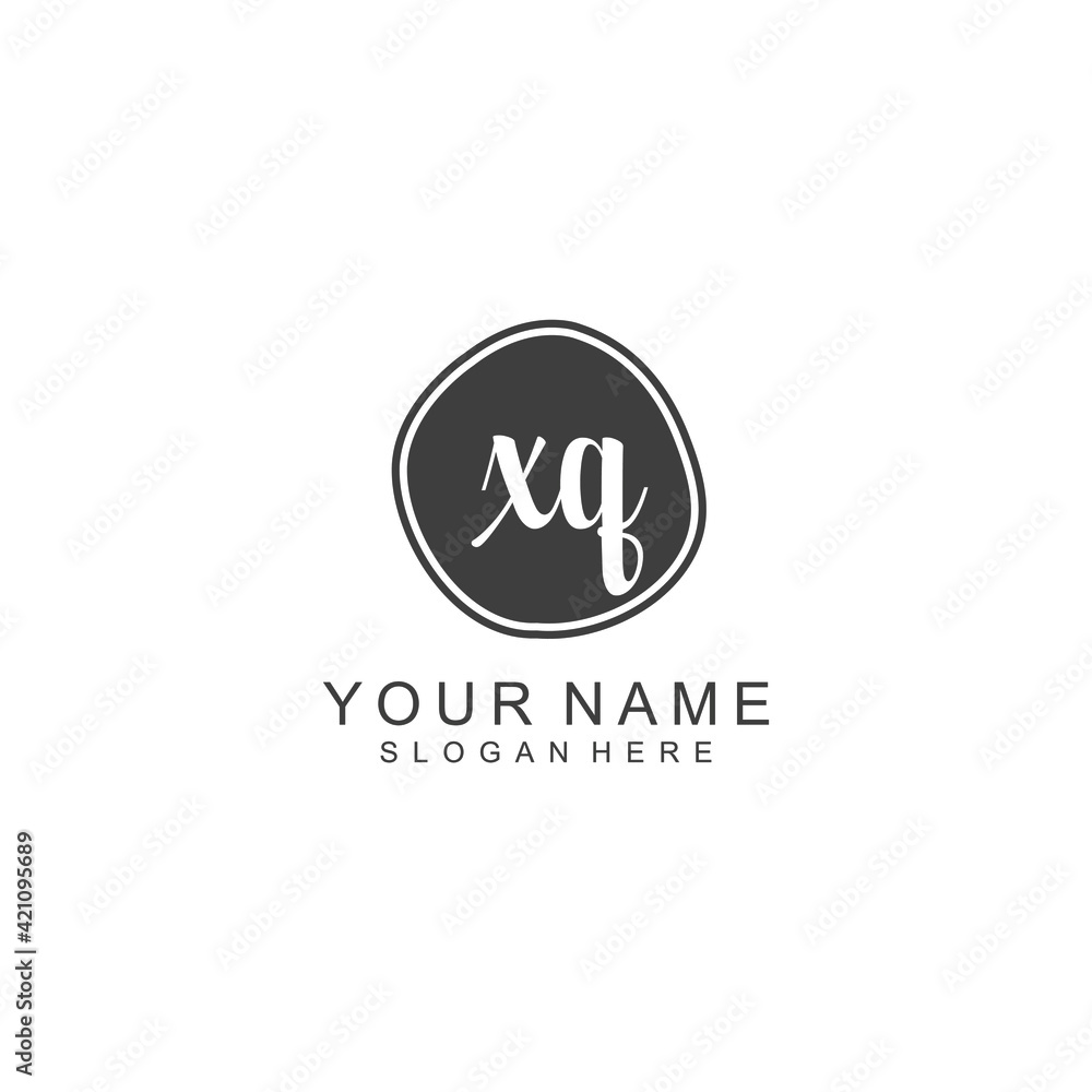 XQ beautiful Initial handwriting logo template XQ beautiful Initial handwriting logo template
