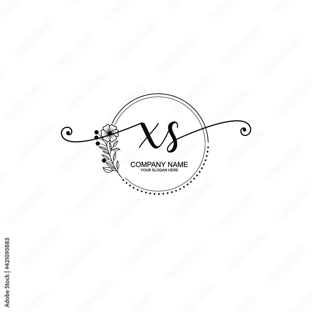 XS beautiful Initial handwriting logo template XS beautiful Initial handwriting logo template