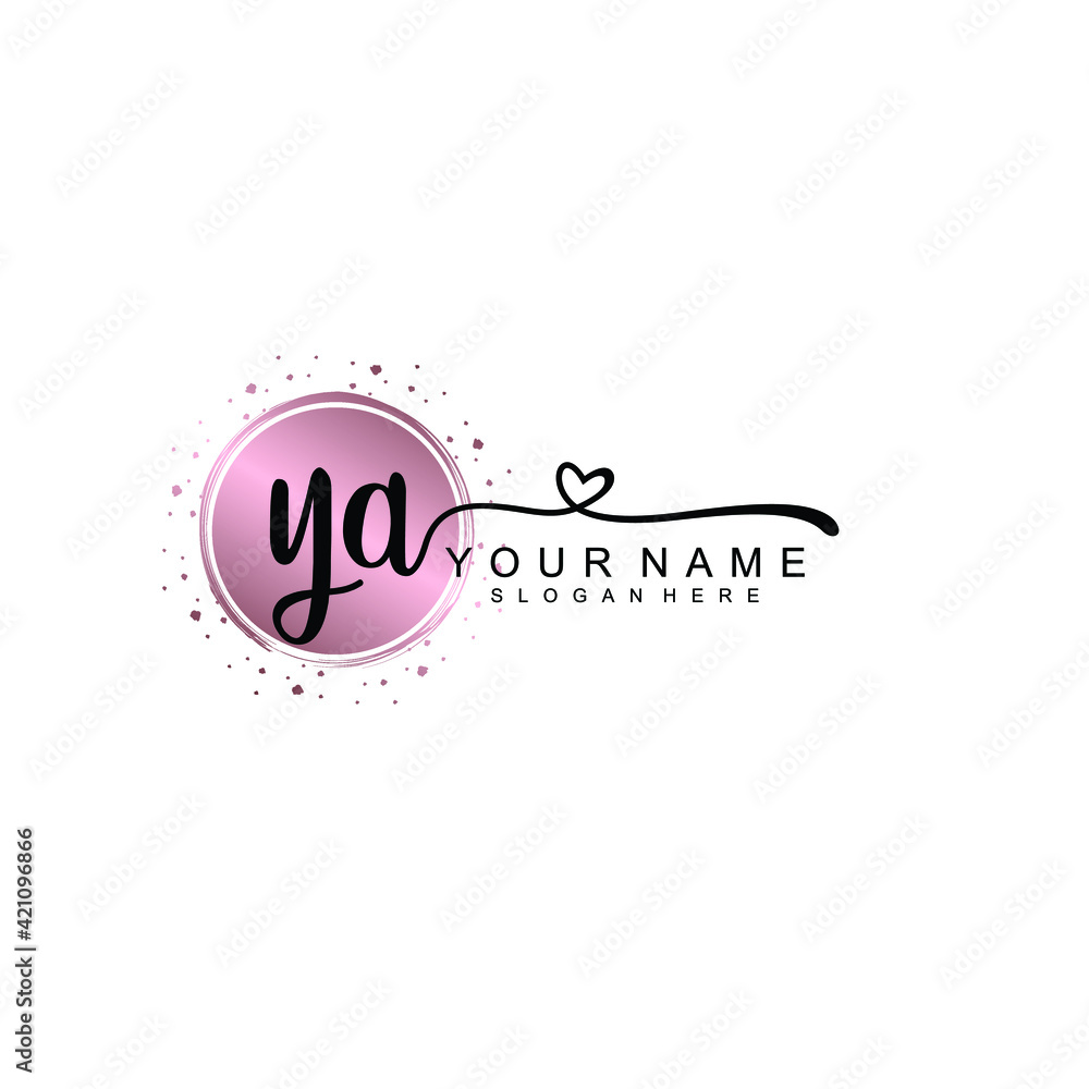 YA beautiful Initial handwriting logo template YA beautiful Initial handwriting logo template
