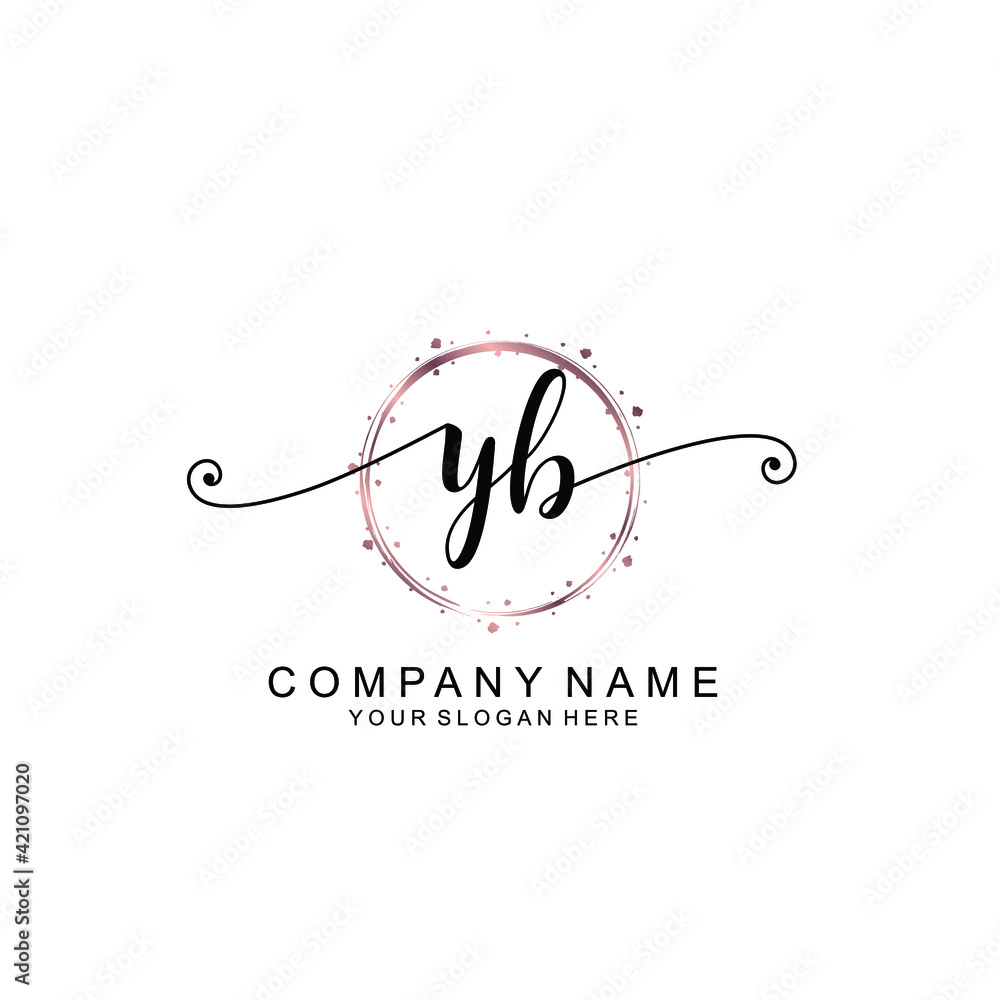 YB beautiful Initial handwriting logo template YB beautiful Initial handwriting logo template