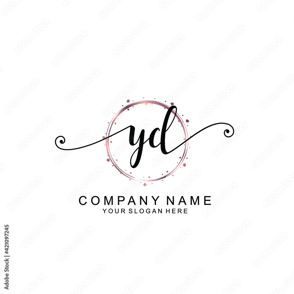 YD beautiful Initial handwriting logo template YD beautiful Initial handwriting logo template