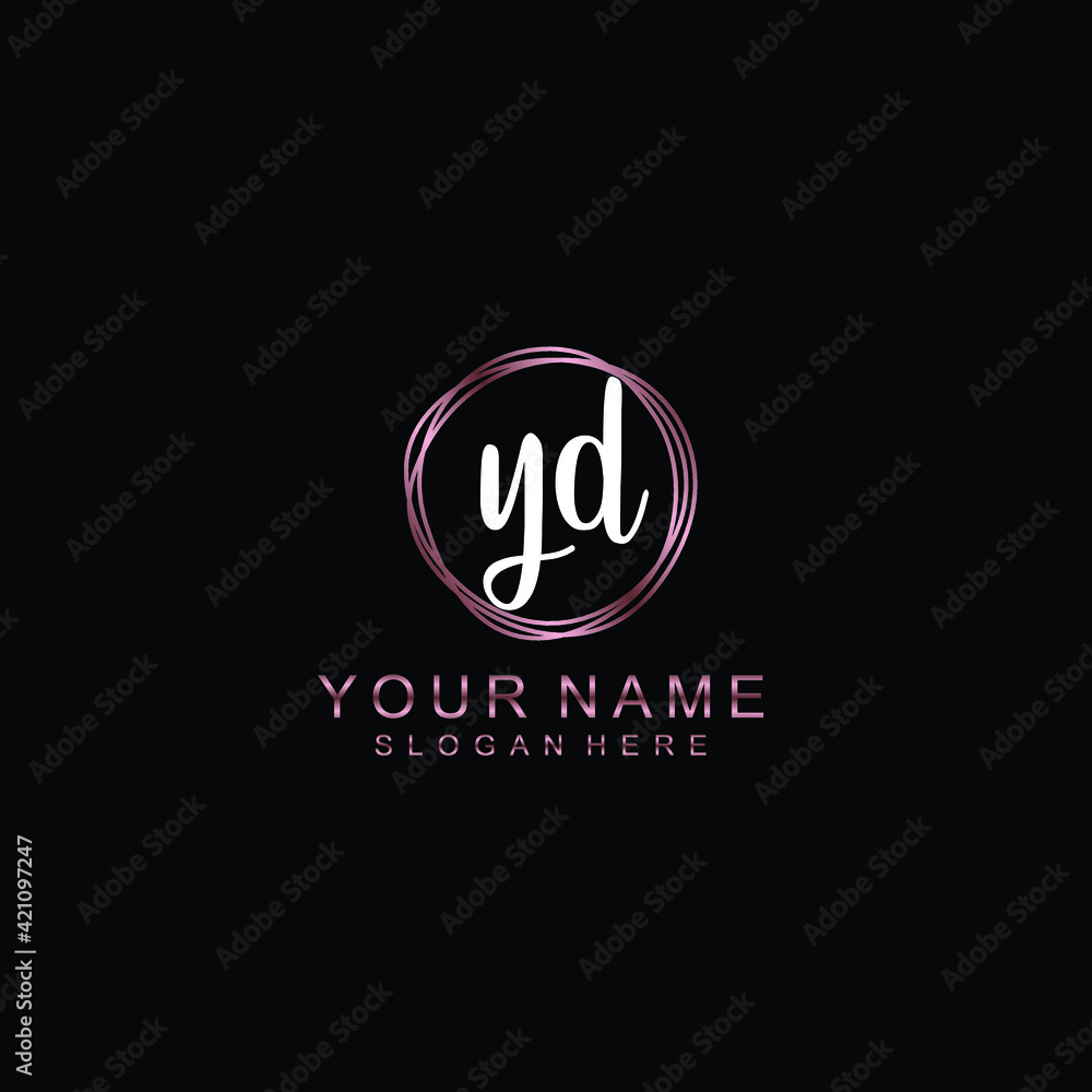 YD beautiful Initial handwriting logo template YD beautiful Initial handwriting logo template