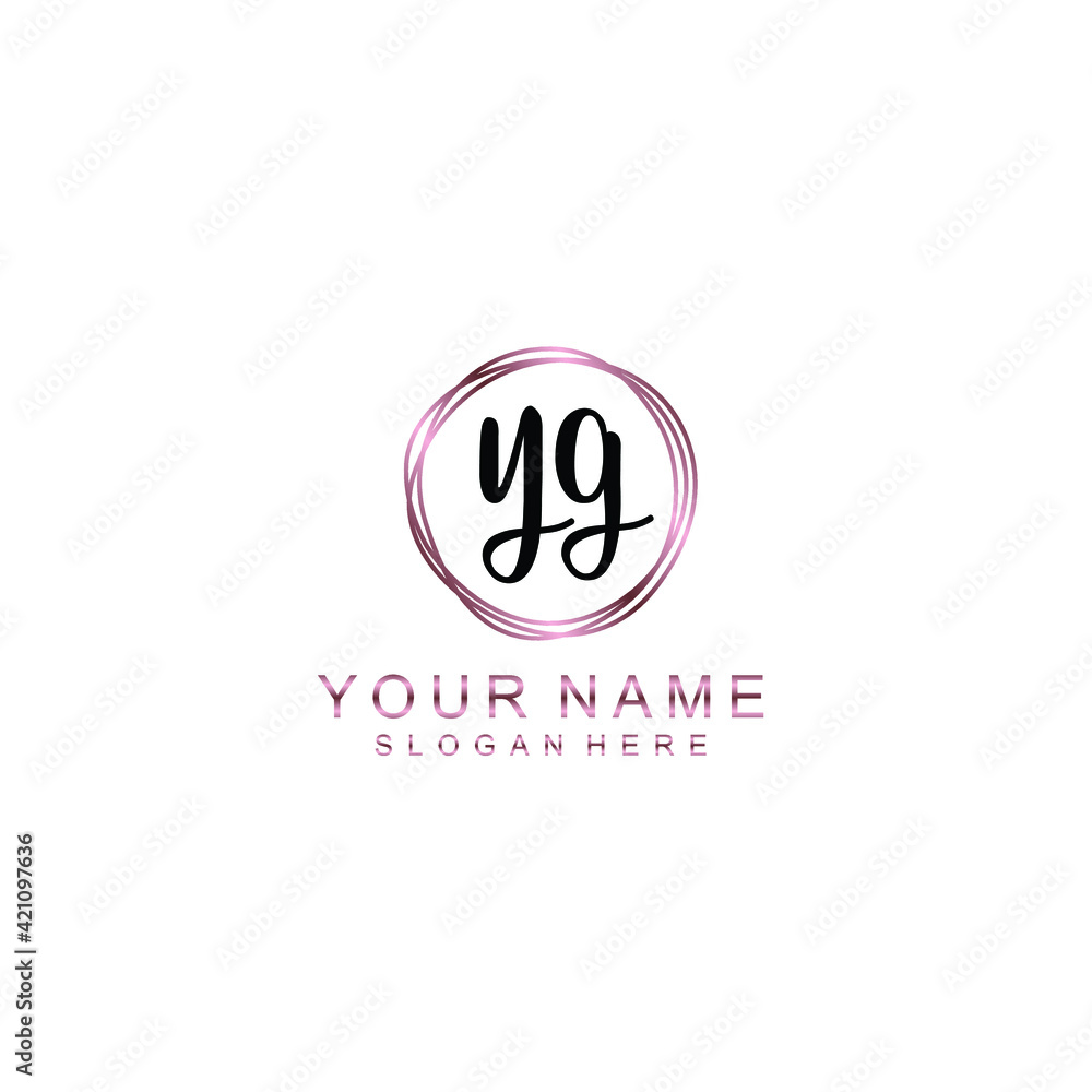 YG beautiful Initial handwriting logo template YG beautiful Initial handwriting logo template