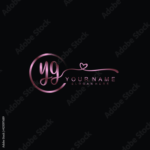 YG beautiful Initial handwriting logo template