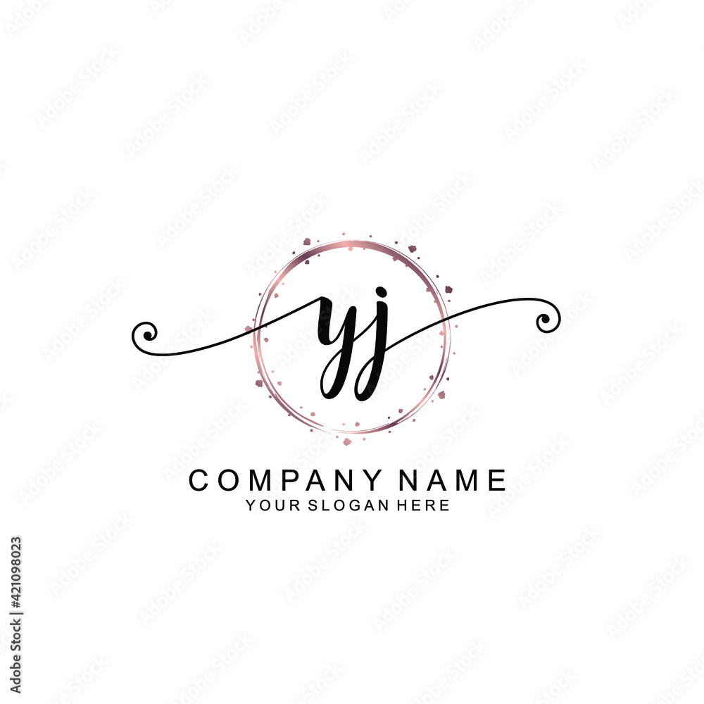 YJ beautiful Initial handwriting logo template YJ beautiful Initial handwriting logo template