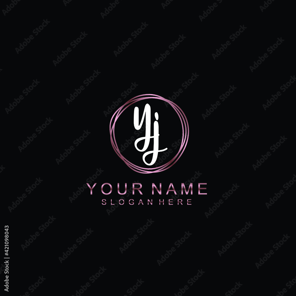 YJ beautiful Initial handwriting logo template YJ beautiful Initial handwriting logo template