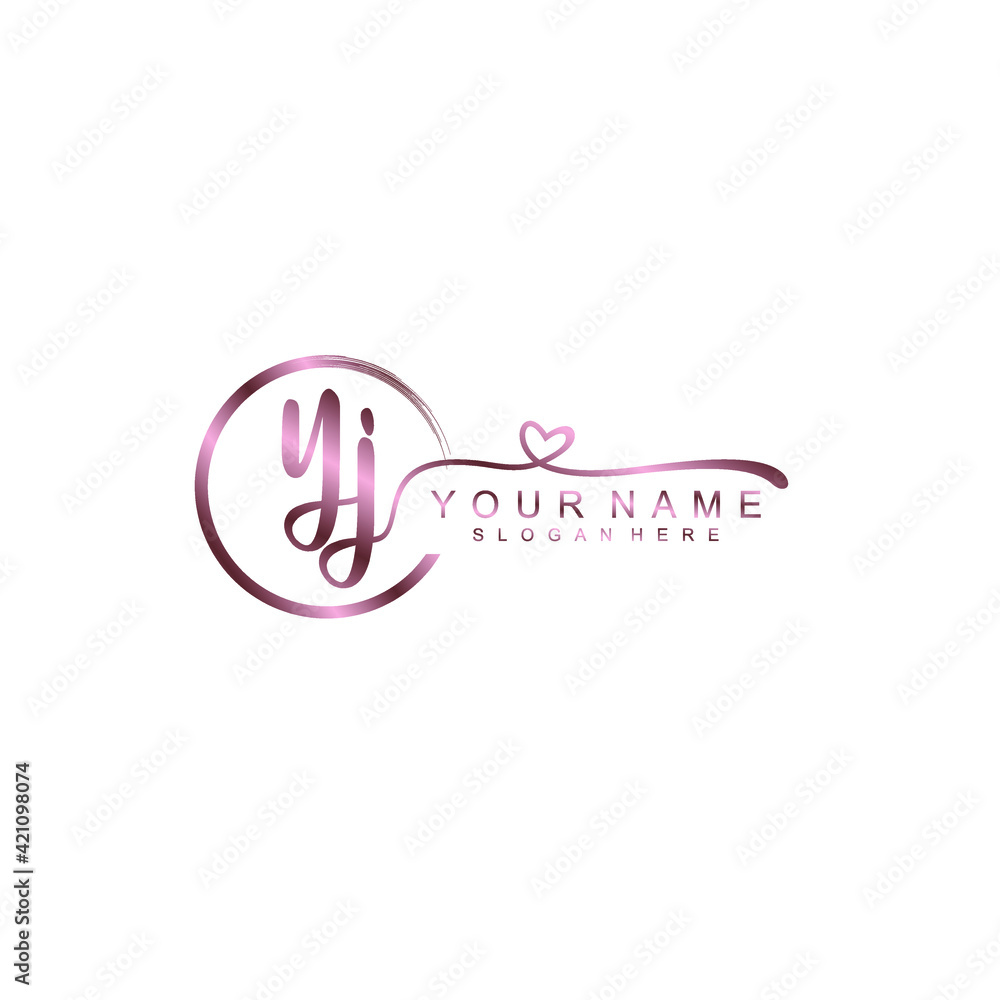 YJ beautiful Initial handwriting logo template