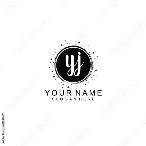 YJ beautiful Initial handwriting logo template