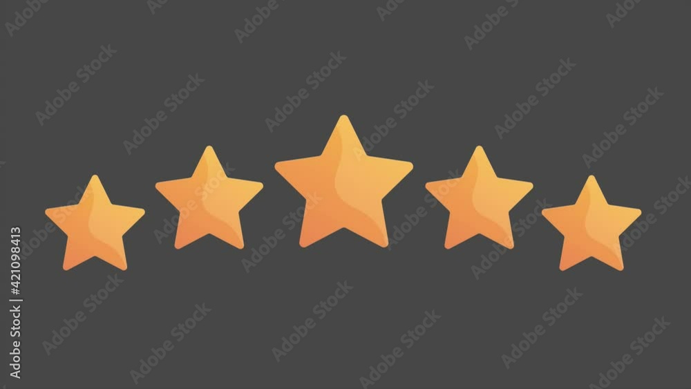 Five Rating Star Product Quality animation on black. Motion design Five Rating Star Product Quality animation on black. Motion design