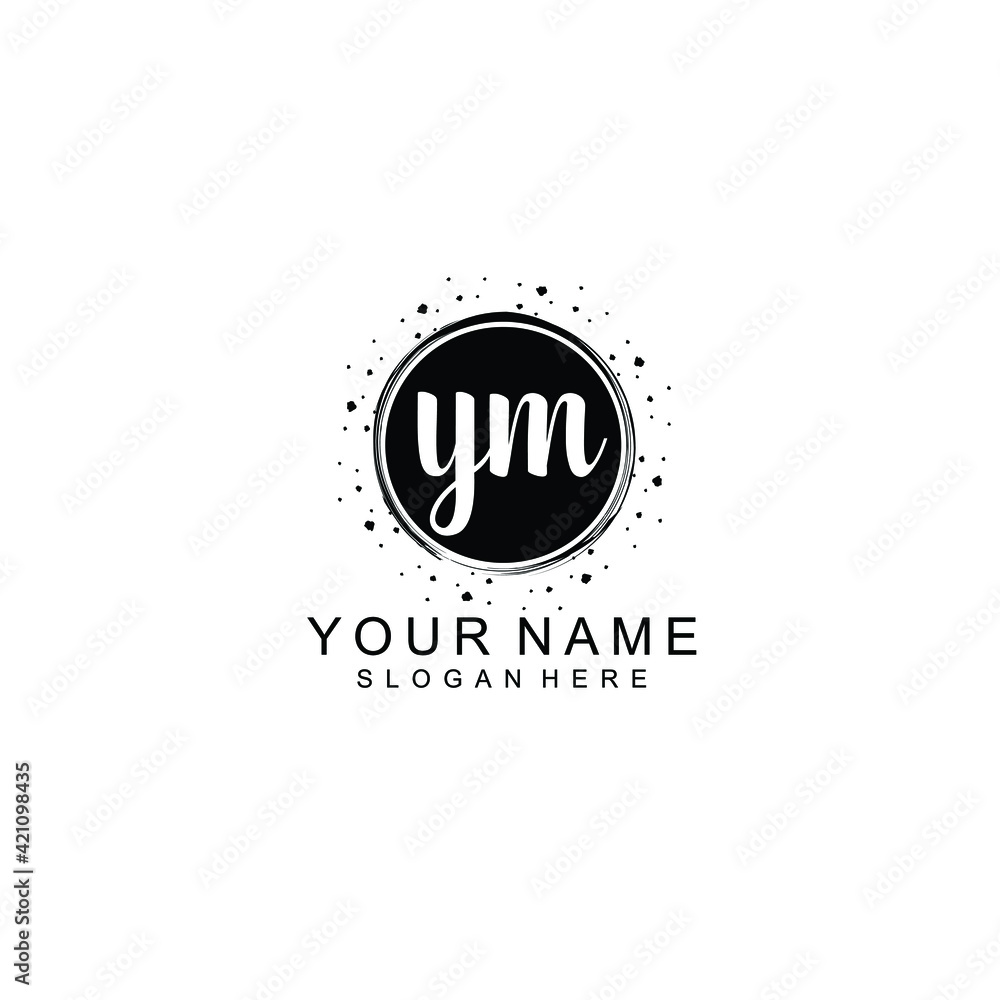 YM beautiful Initial handwriting logo template YM beautiful Initial handwriting logo template