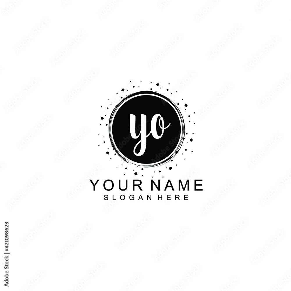 YO beautiful Initial handwriting logo template YO beautiful Initial handwriting logo template