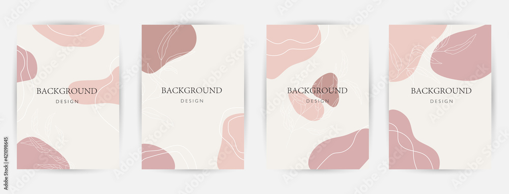 Modern abstract background. Social media stories and post creative Vector set. cover, invitation, banner, placard, brochure, poster, card, flyer and other. Tropical leaves warm color of the earth tone Modern abstract background. Social media stories and post creative Vector set. cover, invitation, banner, placard, brochure, poster, card, flyer and other. Tropical leaves warm color of the earth tone