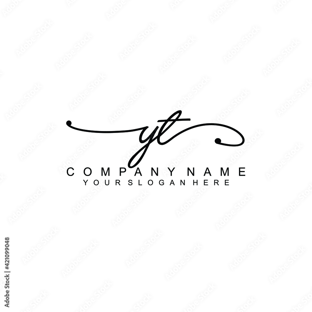 YT beautiful Initial handwriting logo template YT beautiful Initial handwriting logo template