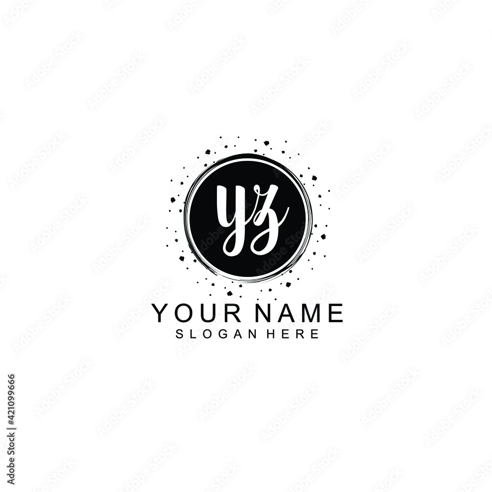 YZ beautiful Initial handwriting logo template